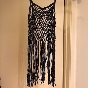 Sexy Fringe / Mesh Leather Top / costume
